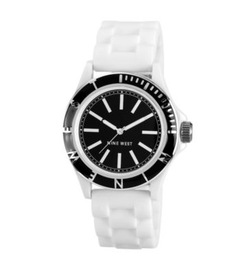 Nine West® Women's Silicone Strap White Watch