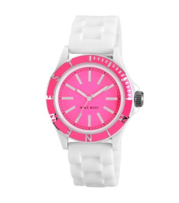 Nine West® Women's Silicon Strap Pink Watch