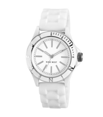 Nine West® Women's Silicon Strap White Watch