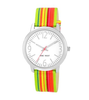 Nine West® Women's Ribbon Strap Green Watch