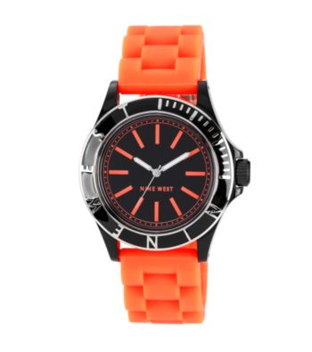 Nine West® Women's Silicon Strap Orange Watch