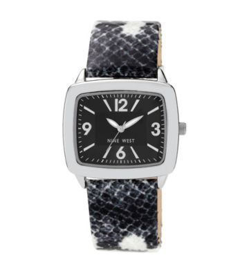 Nine West® Women's Snakeskin Strap Black Watch