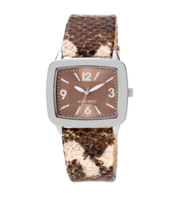 Nine West® Women's Snakeskin Strap Brown Watch