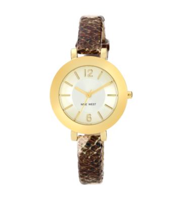 Nine West® Women's Snakeskin Strap Brown Watch