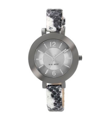 Nine West® Women's Snakeskin Strap Black Watch