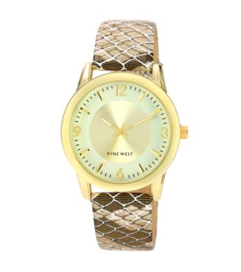 Nine West® Women's Metallic Snakeskin Strap Gold Watch