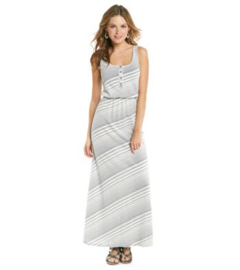 Vince Camuto Sleeveless Scoopneck Bias Stripe Maxi Dress