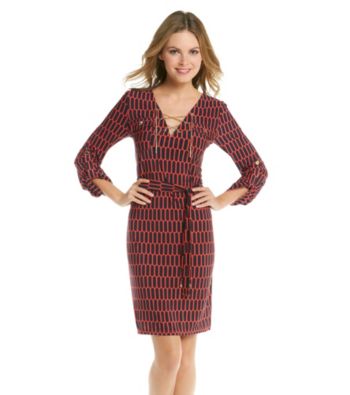 MICHAEL Michael Kors® V-Neck Capsule Print Chain Lace Up Dress