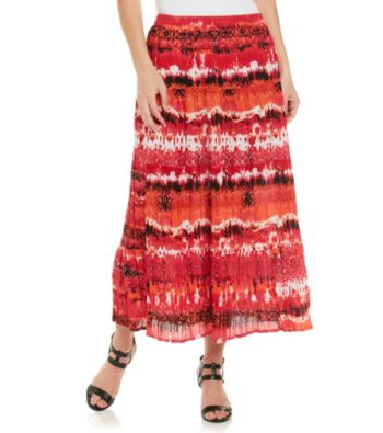 Notations® Stretch Waistband All Over Print Long Skirt