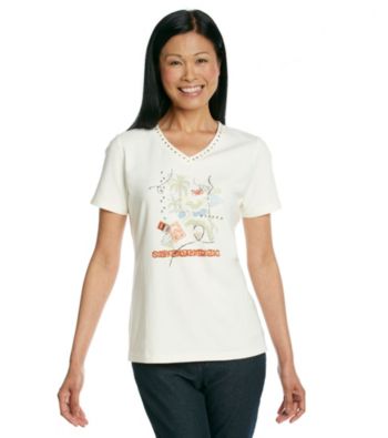 Breckenridge® Petites' Screen Printed V-neck Tee