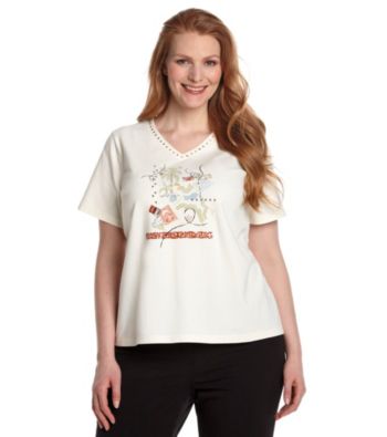 Breckenridge® Plus Size Screen Printed V-neck Tee