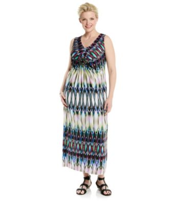 R &amp; M Richards Plus Size Print Maxi Dress Women's