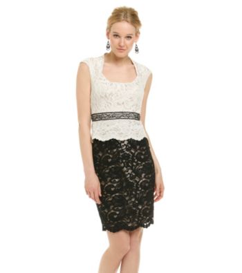 JAX® Two-Tone Lace Peplum Dress