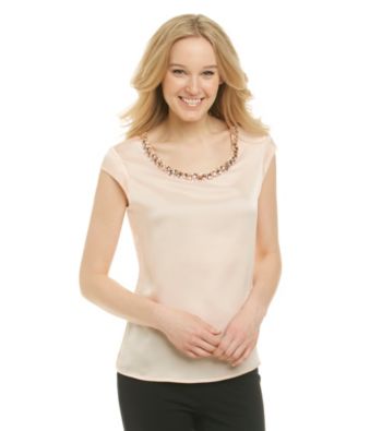 Anne Klein® Jeweled Neck Blouse
