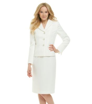Le Suit® Jacquard Skirted Suit