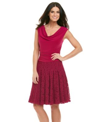 Adrianna Papell® Ruched Bodice Lace Skirt Cocktail Dress