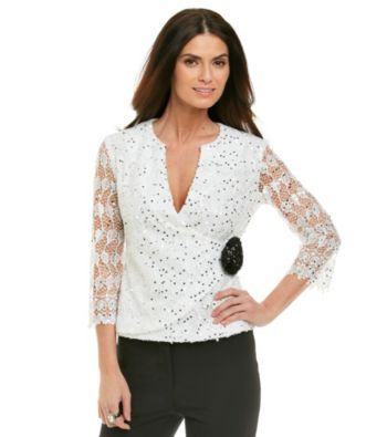 Cachet® Lace Wrap Top