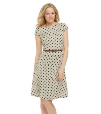 Anne Klein® Dot Herringbone Swing Dress