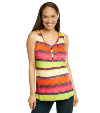 Three Seasons Maternity™ Striped Henley Tank
