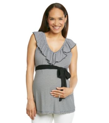 Three Seasons Maternity™ V-Neck Ruffle Stripe Top