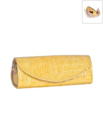 Mele & Co. Jenna Travel Jewelry Roll in Yellow Croco Faux Leather