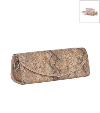 Mele & Co. Lorena Travel Jewelry Roll in Tan Snakeskin Faux Leather