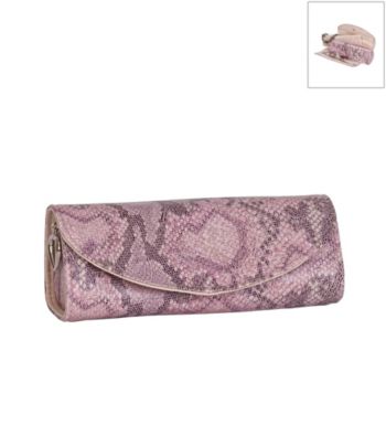 Mele & Co. Lorena Travel Jewelry Roll in Pink Snakeskin Faux Leather