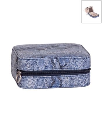 Mele & Co. Lucette Travel Jewelry Case in Periwinkle Snakeskin Faux Leather