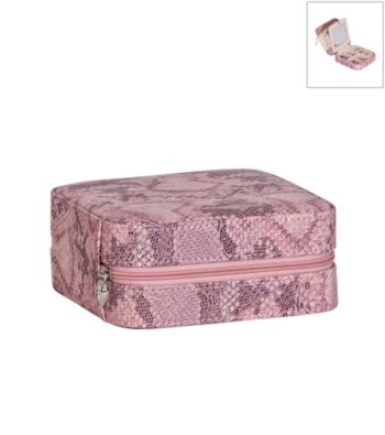Mele & Co. Lucette Travel Jewelry Case in Pink Snakeskin Faux Leather