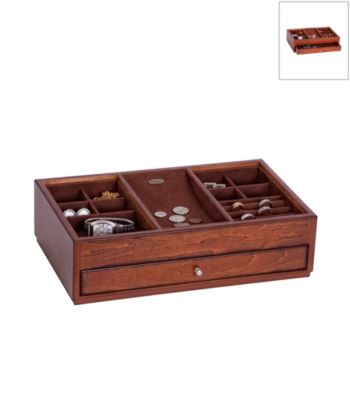 Mele & Co. Landon Wooden Dresser Top Valet in Antique Walnut Finish
