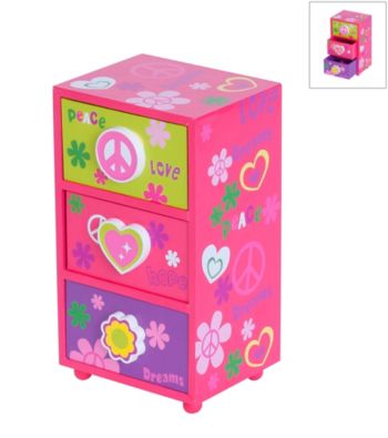 Mele & Co. Daisy Girl's Peace & Love Jewelry Box in Pink
