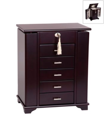 Mele & Co. Monique Upright Wooden Jewelry Box in Java Finish