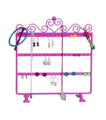 Mele & Co. Kara Metal Scroll and Heart Jewelry Stand in Pink