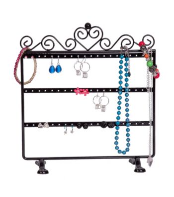 Mele & Co. Kara Metal Scroll and Heart Jewelry Stand in Black