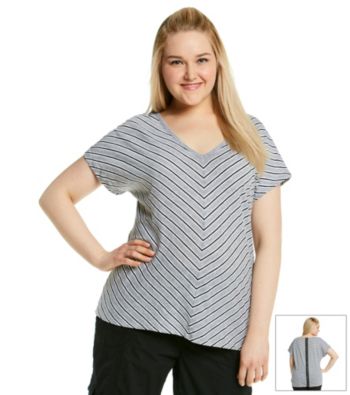 Calvin Klein Performance Plus Size Zip Back Striped Tee