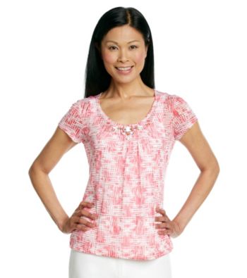 Ruby Rd.® Petites' Two-Piece Layered Knit Burnout Top
