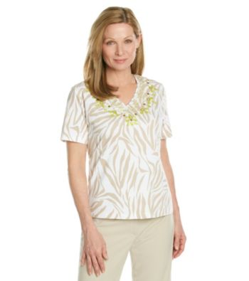 Alfred Dunner® Petites' Sahara Desert Animal Print Top