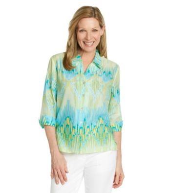 Alfred Dunner® Petites' Walking On Sunshine Ikat Print Shirt