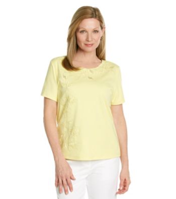 Alfred Dunner® Petites' Walking On Sunshine Embroidered Top