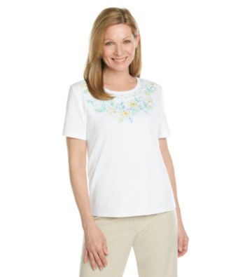 Alfred Dunner® Petites' Walking On Sunshine Embroidered Top