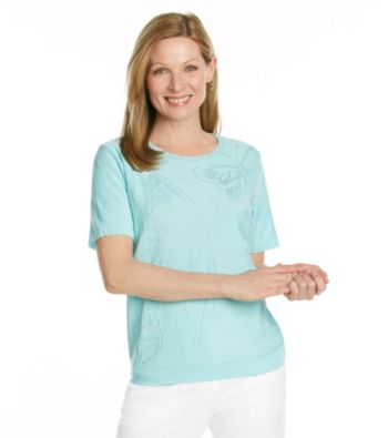 Alfred Dunner® Petites' Walking On Sunshine Embossed Butterfly Tee