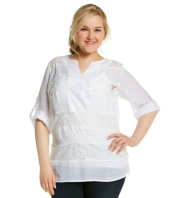 AGB® Plus Size Lace Panel Top