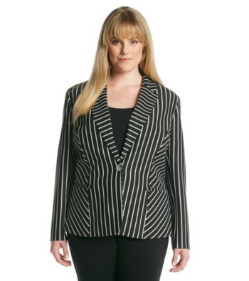 Notations® Plus Size Striped Jacket