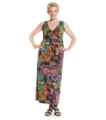 Notations Plus Size Twist-Front Maxi Dress Women's