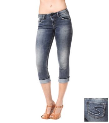 Silver Jeans Co. Suki Curvy Fit Cuffed Capri Jeans