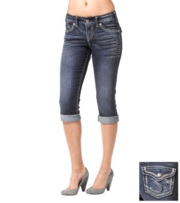 Silver Jeans Co. Suki Curvy Fit Mid-Rise Flap Capri Jeans