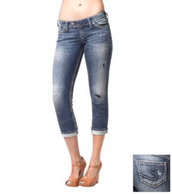 Silver Jeans Co. Tuesday Straight Fit Low-Rise Rose Capri Jeans