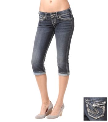 Silver Jeans Co. McKenzie Straight Fit Low-Rise Flap Capri Jeans