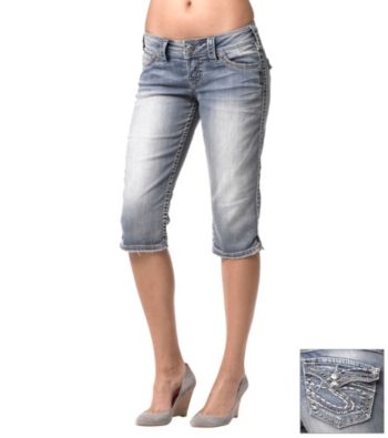 Silver Jeans Co. McKenzie Straight Fit Low-Rise Flap Cropped Jeans