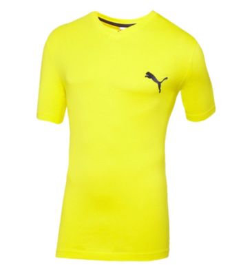 PUMA® Men's Blazing Yellow V-Neck Iconic Tee